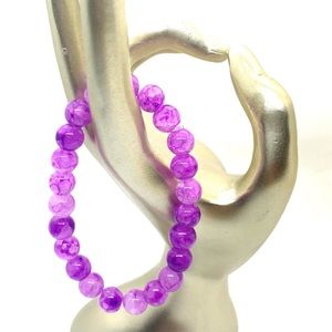 [Grape Juice] Beautiful Stretchy Elastic Glass & Crackle Beaded Bracelet